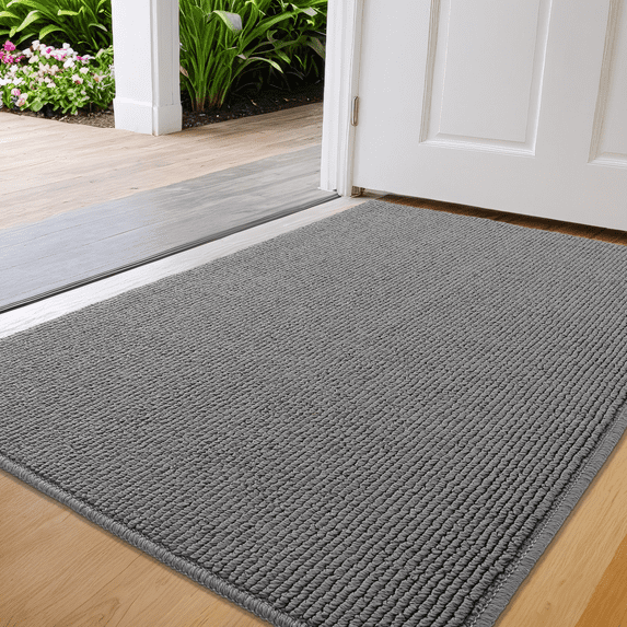 PABUBE Indoor and Outdoor Doormats, 17"x29" Front Door Rugs, Dirt Trapper Inside Door Mats, Non Slip Washable Welcome Mat Entryway Rug for Entryway, Dark Gray