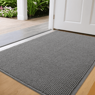 PABUBE Indoor and Outdoor Doormats, 20"x36" Front Door Rugs, Dirt Trapper Inside Door Mats, Non Slip Washable Welcome Mat Entryway Rug for Entryway, Dark Gray