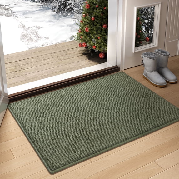 PABUBE Indoor and Outdoor Doormats, 24"x36" Front Door Rugs, Dirt Trapper Inside Door Mats, Non Slip Washable Welcome Mat Entryway Rug for Entryway, Green