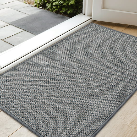 PABUBE Indoor and Outdoor Doormat, Non Slip Low-Profile Front Door Mat for Entryway, Washable Absorbent Indoor Rug,22" x 31", Light Grey