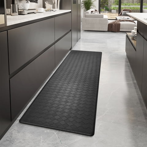 PABUBE Kitchen Mat Cushioned Anti Fatigue Kitchen Rugs Waterproof Non-Slip Comfort Standing Mat for Kitchen, Floor, Office, Sink, Black, 17" x 47"