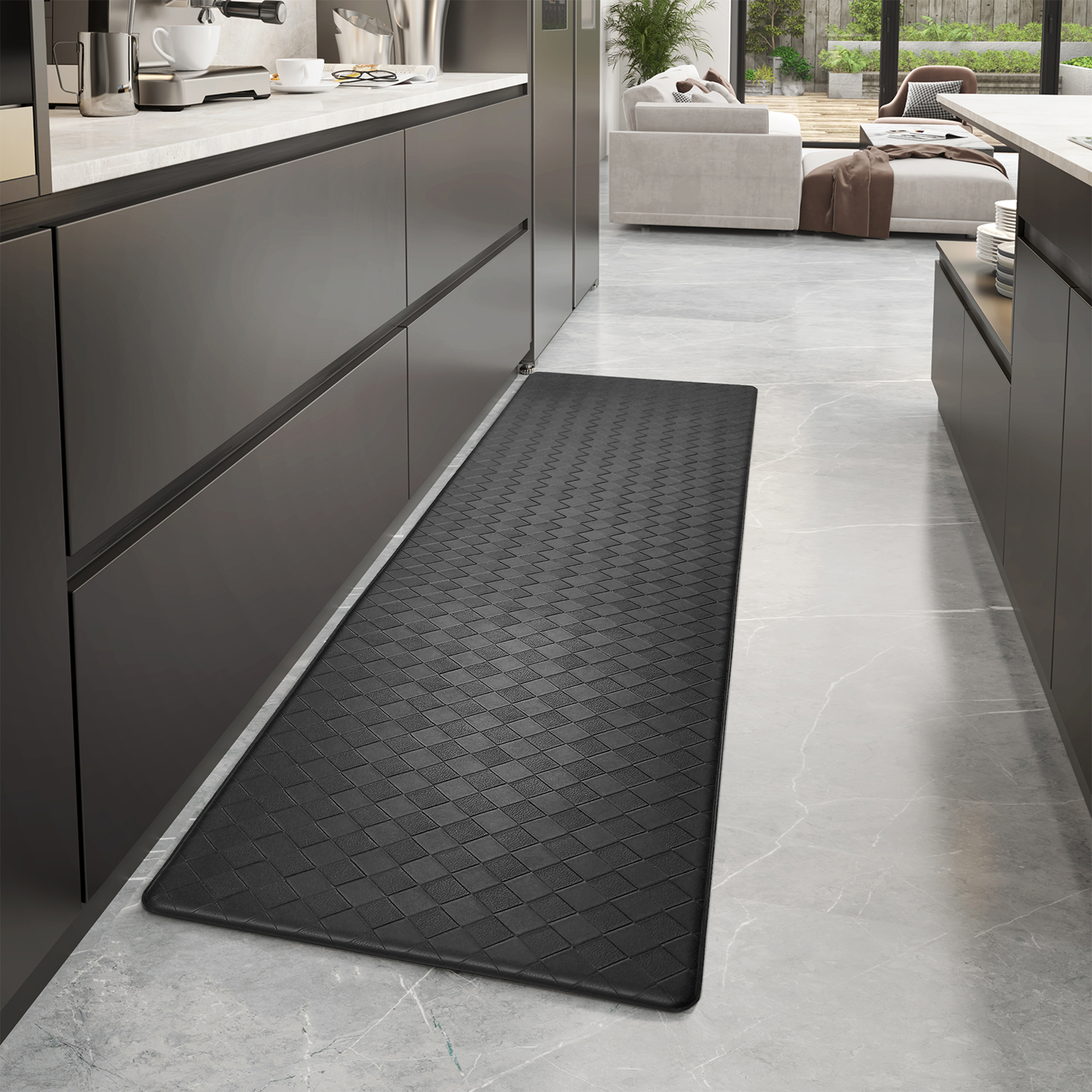 PABUBE Kitchen Mat Cushioned Anti Fatigue Kitchen Rugs Waterproof Non-Slip Comfort Standing Mat for Kitchen, Floor, Office, Sink, Black, 17" x 47" - image 1 of 8