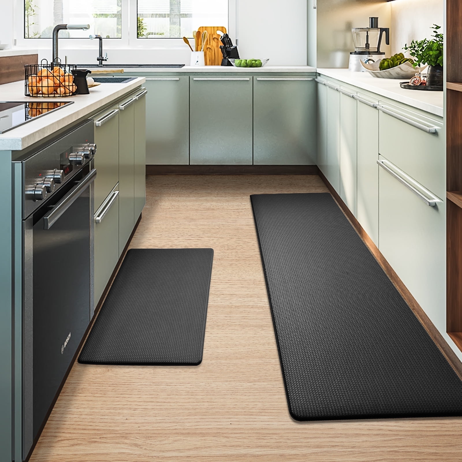 WOBUBU Anti Fatigue Kitchen Floor Mat 2 Piece Set, 0.4 Inch Thic 並行輸入品 PABUBE Kitchen Rug, Anti Fatigue Kitchen Mat 2 Pieces, Non Skid Kitchen  Floor Mat, Kitchen Rugs and Mats Washable, 17\"x 29\"+17\"x 59\