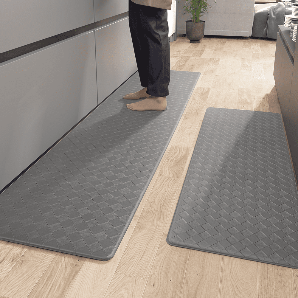 Gray Cushioned Anti-Fatigue Non-Slip Kitchen Mat Set