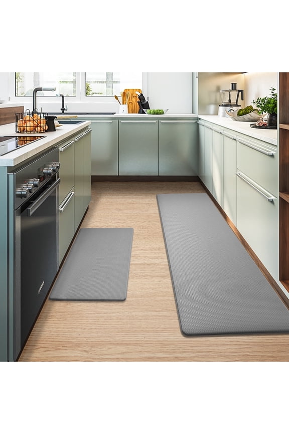 Kitchen Rug and Mat Kitchen Mat Anti Fatigue, Non Slips Kitchen Floor Mat, Kitchen Rug or Mat Washable, 17"x 29"+17"x 59", Gray