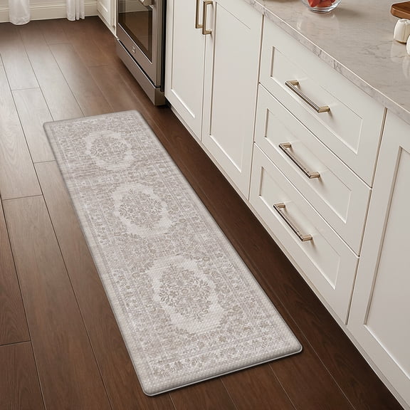PABUBE Kitchen Mat 17"x59", Waterproof & Oil Proof Kitchen Rug, Persian Vintage Decor, 0.4" Thick Cushioned Anti Fatigue Kitchen Mat for Floor, Easy Clean, Non-Slip Kitchen Floor Mat