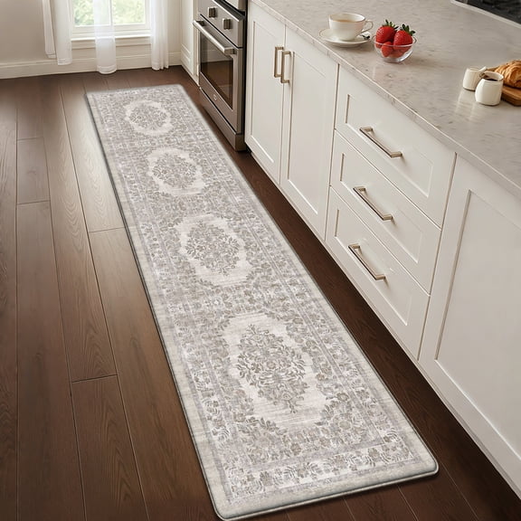 PABUBE Kitchen Mat 17"x59", Waterproof & Oil Proof Kitchen Rug, Persian Vintage Decor, 0.4" Thick Cushioned Anti Fatigue Kitchen Mat for Floor, Easy Clean, Non-Slip Kitchen Floor Mat