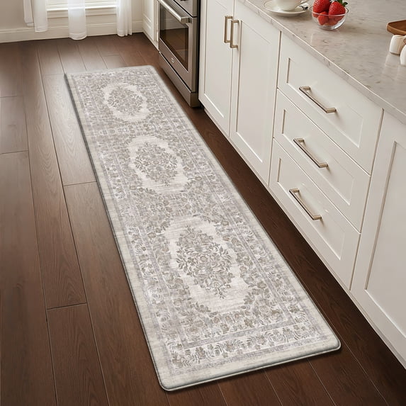 PABUBE Kitchen Mat 17"x79", Waterproof & Oil Proof Kitchen Rug, Persian Vintage Decor, 0.4" Thick Cushioned Anti Fatigue Kitchen Mat for Floor, Easy Clean, Non-Slip Kitchen Floor Mat