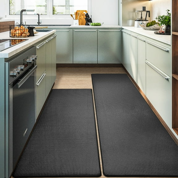 PABUBE Kitchen Rug and Mat Kitchen Mat Anti Fatigue, Non Slips Kitchen Floor Mat, Kitchen Rug or Mat Washable, 24"x59" 24"x87", Black