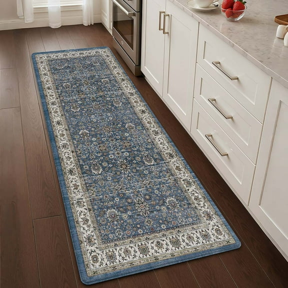 PABUBE Kitchen Rug 24"x59", Anti Fatigue Kitchen Mat for Floor, Persian Vintage Decor, Easy Clean, Waterproof & Oil Proof Kitchen Mat, Non-Slip 0.4" Thick Cushioned Kitchen Floor Mat