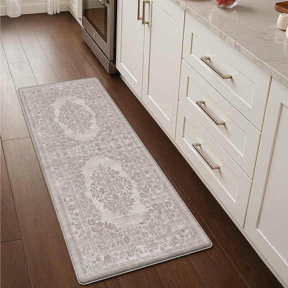 PABUBE Kitchen Mat 24"x59", Waterproof & Oil Proof Kitchen Rug, Persian Vintage Decor, 0.4" Thick Cushioned Anti Fatigue Kitchen Mat for Floor, Easy Clean, Non-Slip Kitchen Floor Mat