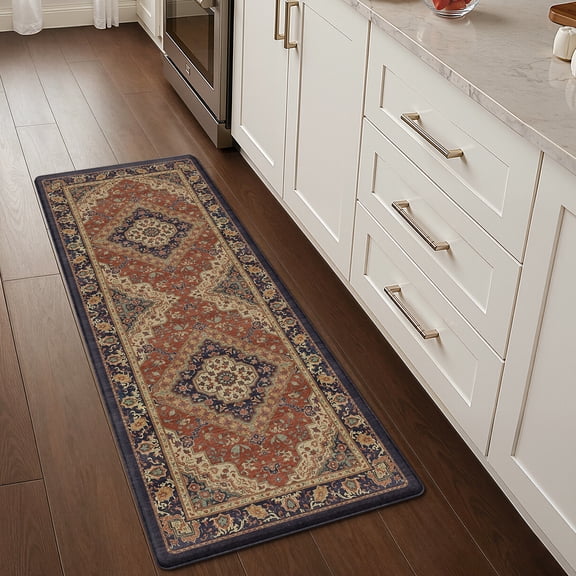 PABUBE Kitchen Mat 24"x59", Waterproof & Oil Proof Kitchen Rug, Persian Vintage Decor, 0.4" Thick Cushioned Anti Fatigue Kitchen Mat for Floor, Easy Clean, Non-Slip Kitchen Floor Mat