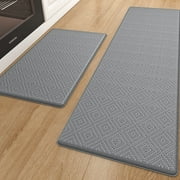 PABUBE Kitchen Rugs and Mats Anti Fatigue Cushioned, Non Slips Kitchen Floor Mat in Front of Sink, Memory Foam Floor Mat for Standing, 17"x29"+17"x59", Gray