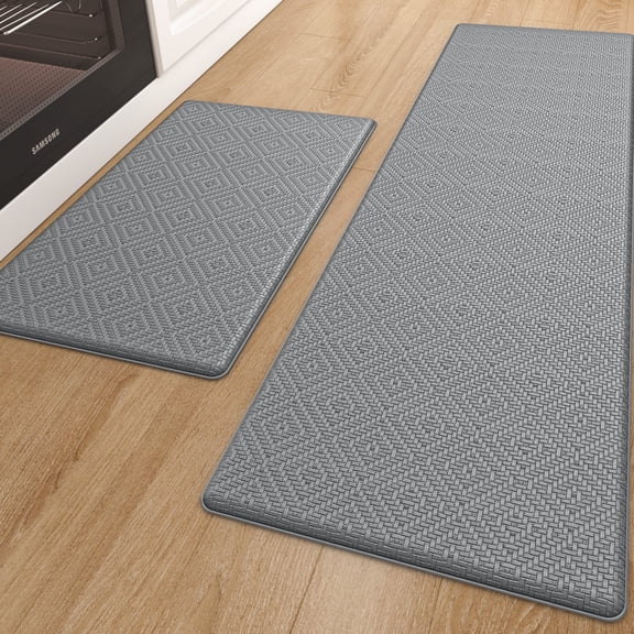 PABUBE Kitchen Rugs and Mats Anti Fatigue Cushioned, Non Slips Kitchen Floor Mat in Front of Sink, Memory Foam Floor Mat for Standing, 17"x29"+17"x59", Gray