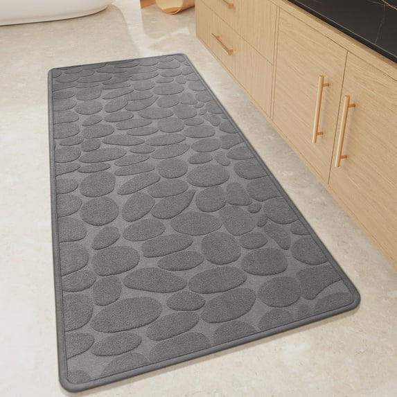 PABUBE Non Slip Bathroom Rugs, Ultra Thin Bath Mats for Bathroom Floor Fit Under Door, Super Absorbent Bath Rug with Rubber Backing, Non Shedding, Washable Bathroom Mat Shower Mat 20"x47", Gray