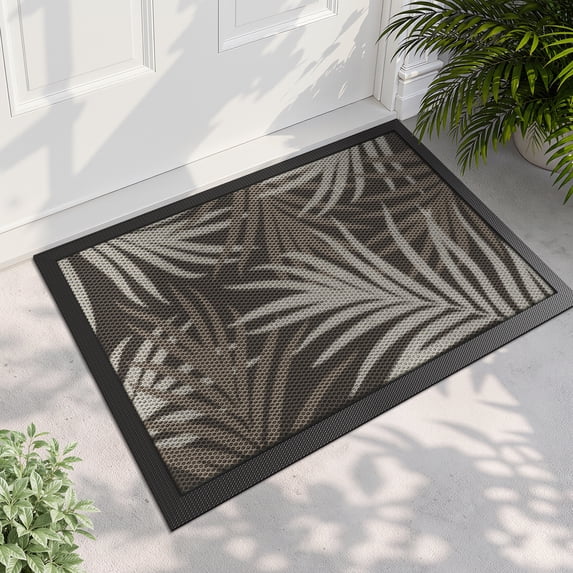PABUBE Outdoor Doormat, Heavy Duty Non-Slip Welcome Mat, Low Pile & Dirt Trapper Front Door Mat Outside, Patio Outdoor Mat for Front Doors, 17" x 30"