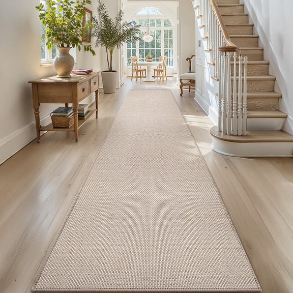 PABUBE Runner Rug, 2.4'x8' Khaki Hallway Runner, Non Slip Washable Hallway Rug, Carpet Runner for Hallway Living Room Bedroom