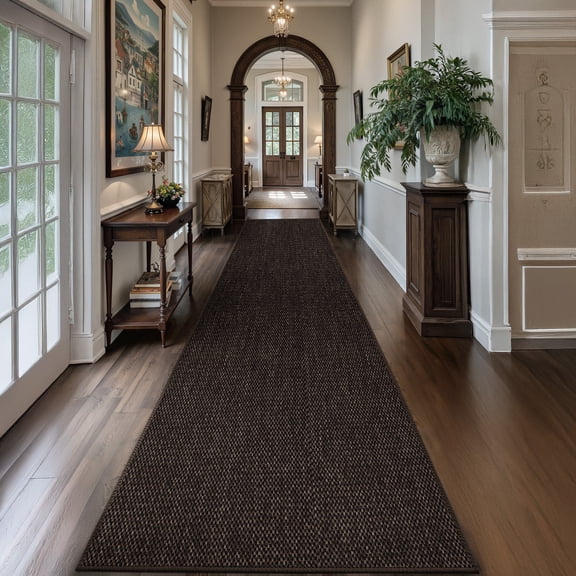 PABUBE Runner Rug, 3'x8' Brown Hallway Runner, Non Slip Washable Hallway Rug, Carpet Runner for Hallway Living Room Bedroom