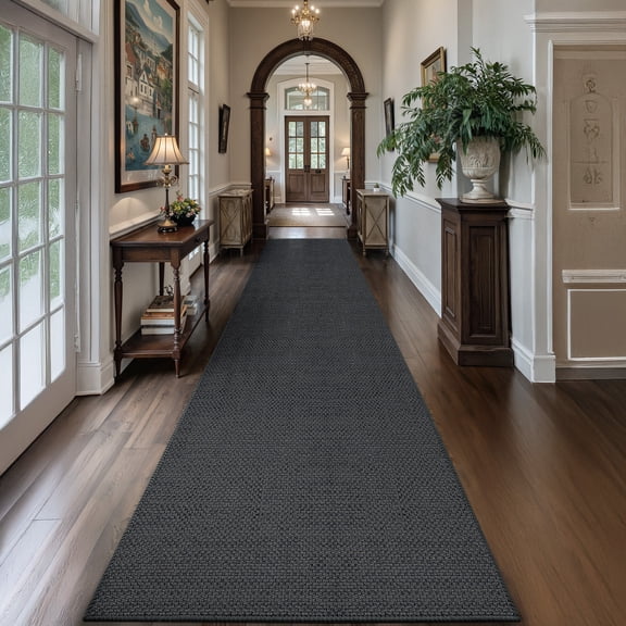 PABUBE Runner Rug, 3'x8' Grey Hallway Runner, Non Slip Washable Hallway Rug, Carpet Runner for Hallway Living Room Bedroom