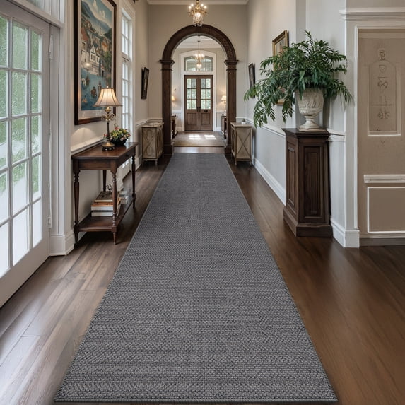 PABUBE Runner Rug, 3'x8' Light Grey Hallway Runner, Non Slip Washable Hallway Rug, Carpet Runner for Hallway Living Room Bedroom