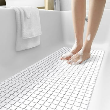 PABUBE Shower Mat for Bathtub Bath Mat for Tub 16"x 39" Non-Slip Bathtub Mat Machine Washable Tub Mat, White