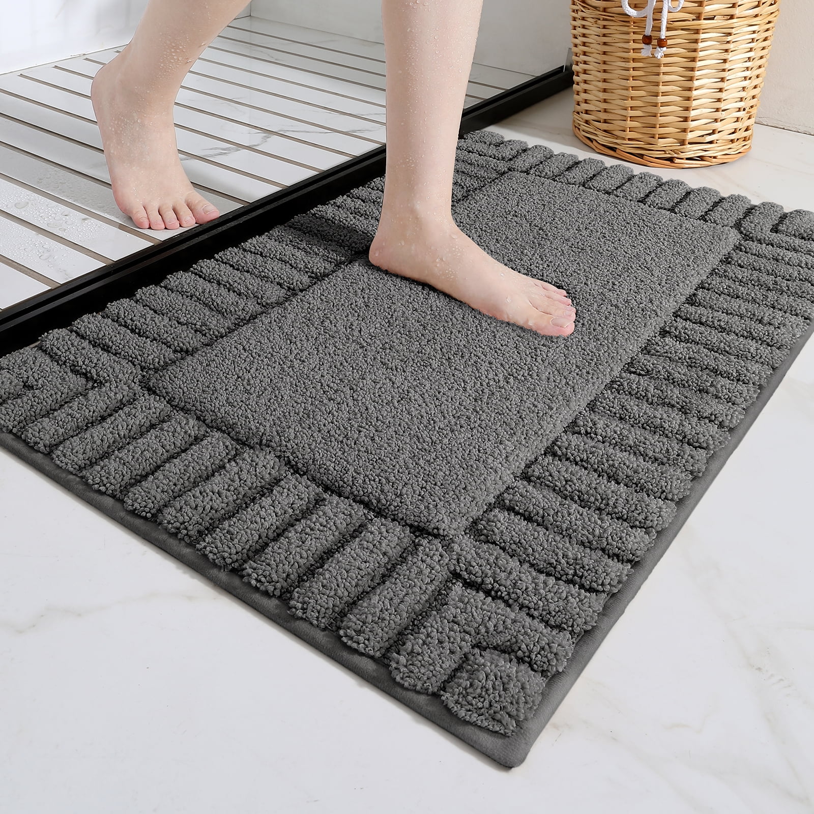 PABUBE Bathroom Rugs 20"x32", Absorbent Bath Mats Rugs for Bathroom Floor Non Slip Non Skid ...