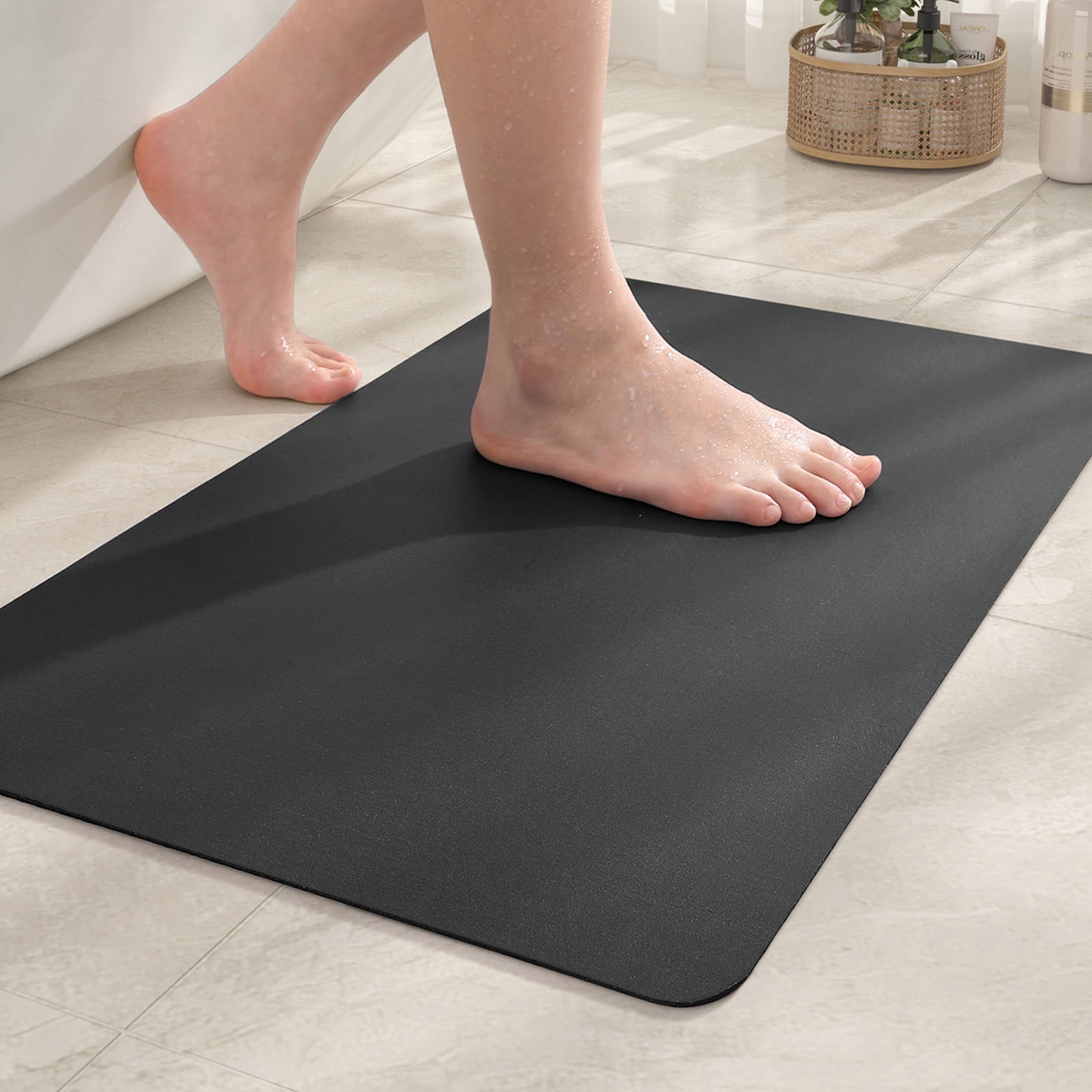 PABUBE Super Absorbent Quick Dry Bath Mat, Thin Bathroom Rug Fit Under