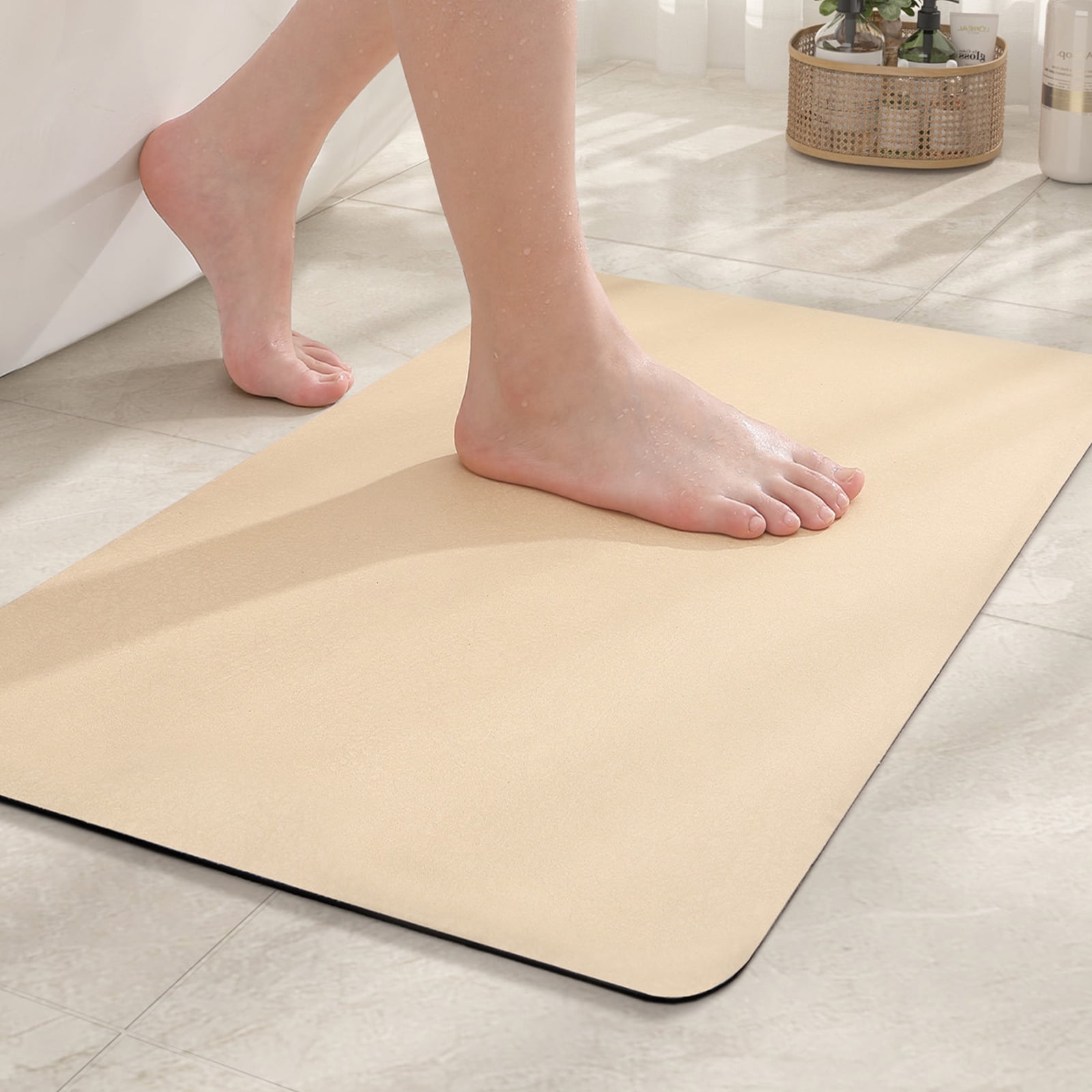 PABUBE Super Absorbent Quick Dry Bath Mat, Thin Bathroom Rug Fit Under ...