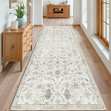 PABUBE Vintage Runner Rug, Non Slip Machine Washable Fade Resistan, 3'x7'