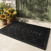 PABUBE Welcome Mat Front Door Mat Non-slip Doormat, Low Profile Outdoor Doormat Entry Rug for Entryway, Patio, Black Gray, 17" x 29"