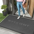 thumbnail image 1 of PABUBE Welcome Mat Front Door Mat Non-slip Doormat, Low Profile Outdoor Doormat Entry Rug for Entryway, Patio, Black Gray, 35" x 59", 1 of 8