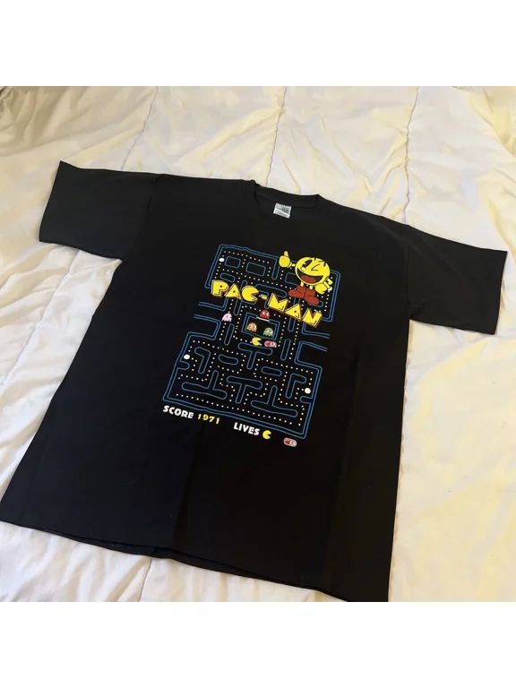 PAC-MAN Black T-shirt vintage video games, vintage style Unisex One Size Mexican