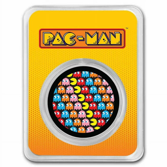 PAC-MAN Pixel Pattern 1 oz Colorized Silver Round