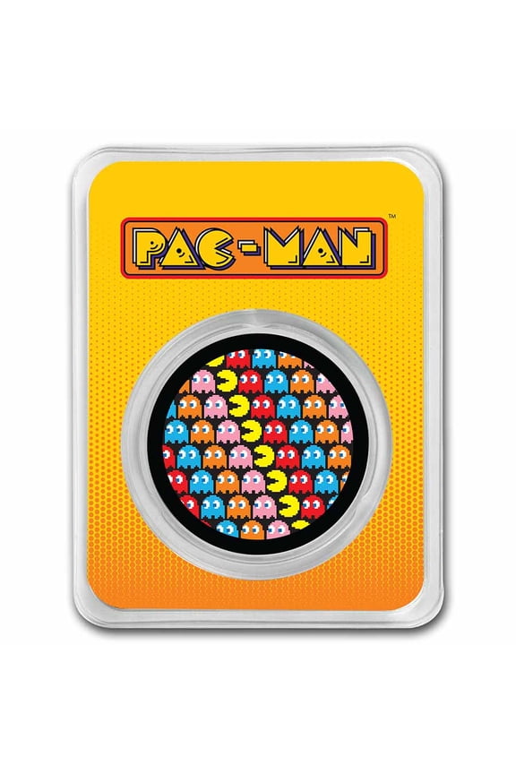 PAC-MAN Pixel Pattern 1 oz Colorized Silver Round