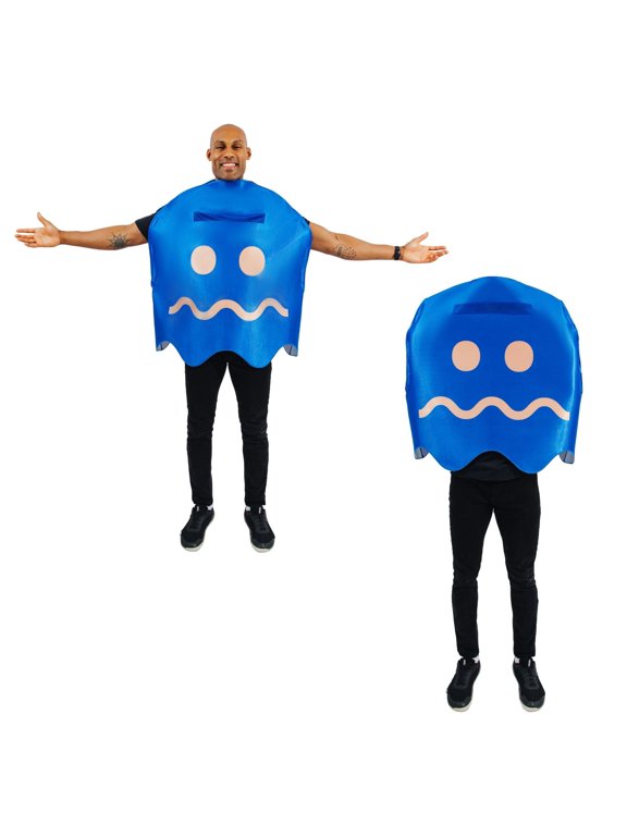 Toynk PAC-MAN Blue Ghost Adult Costume Outfit, Cute Adult Halloween Costumes, One Size Fits Most