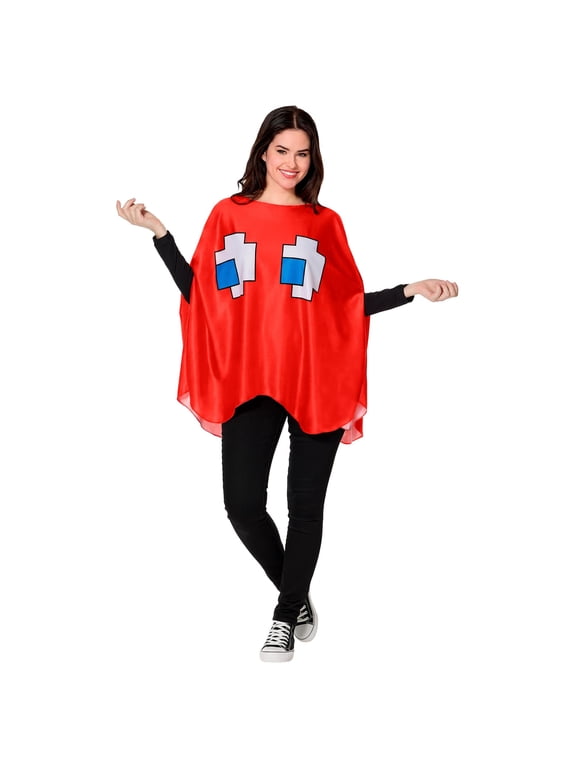 PAC-Man BLINKY (Red Ghost) Adult Costume Poncho | One Size Fits Most