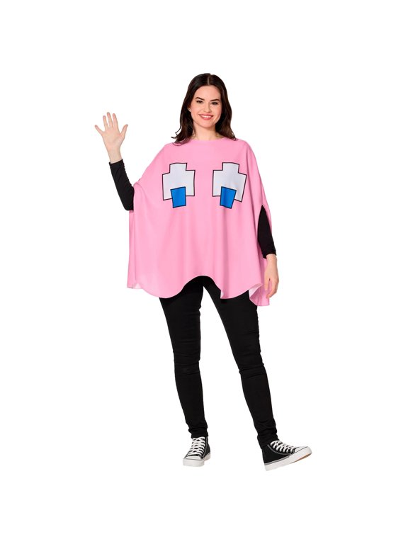PAC-Man PINKY (Pink Ghost) Adult Costume Poncho | One Size Fits Most