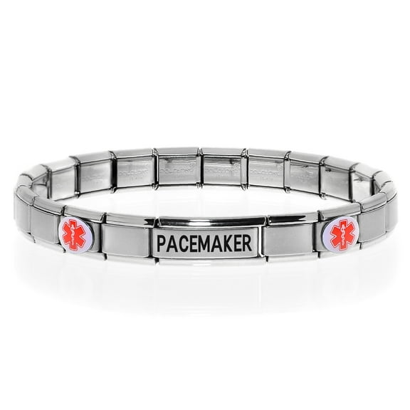 PACEMAKER Medical Alert ID Bracelet, Modular Charm Style - SIZE OPTION E