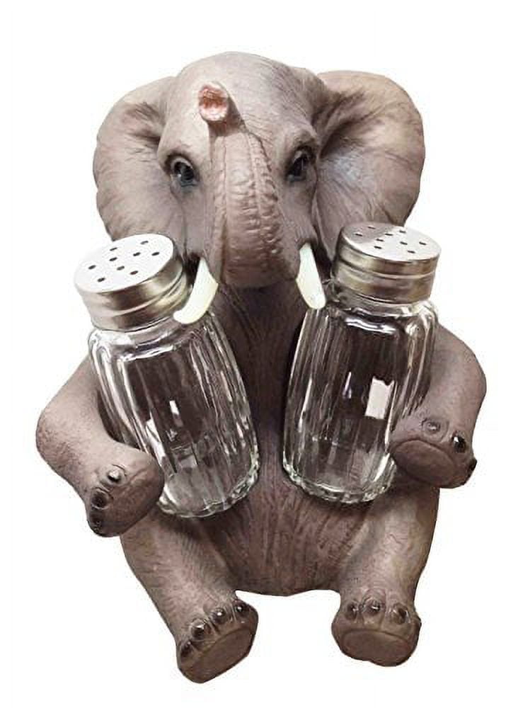 Elephant Salt and Pepper Set Salt & Pepper Shaker Holder 7 Tall Pachyderm