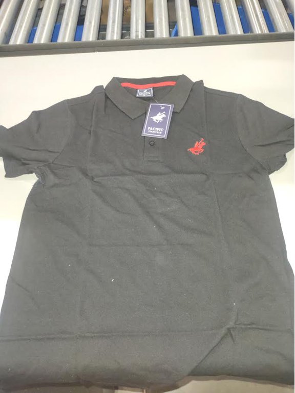 POLO SHIRT COLOR BLACK WITH RED LOGO - SIZE: MEN M - BLACK