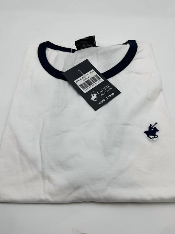 SLEEVELESS SHIRT WITH BLUE TRIM - SIZE: MEN XL - WHITE