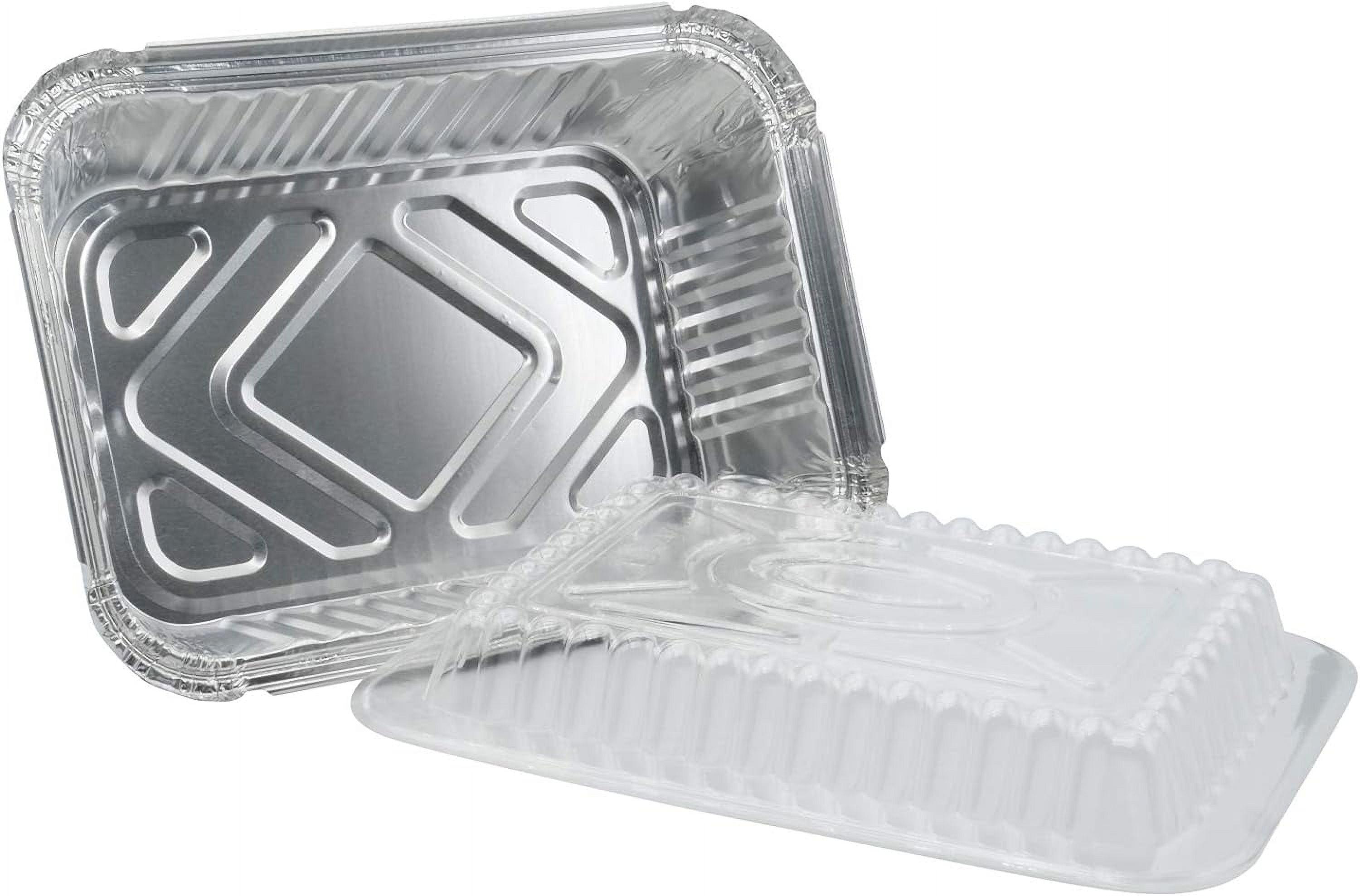 PACK] 1.5LB Oblong Take Out Baking Pans with Dome Lids Shallow - 768