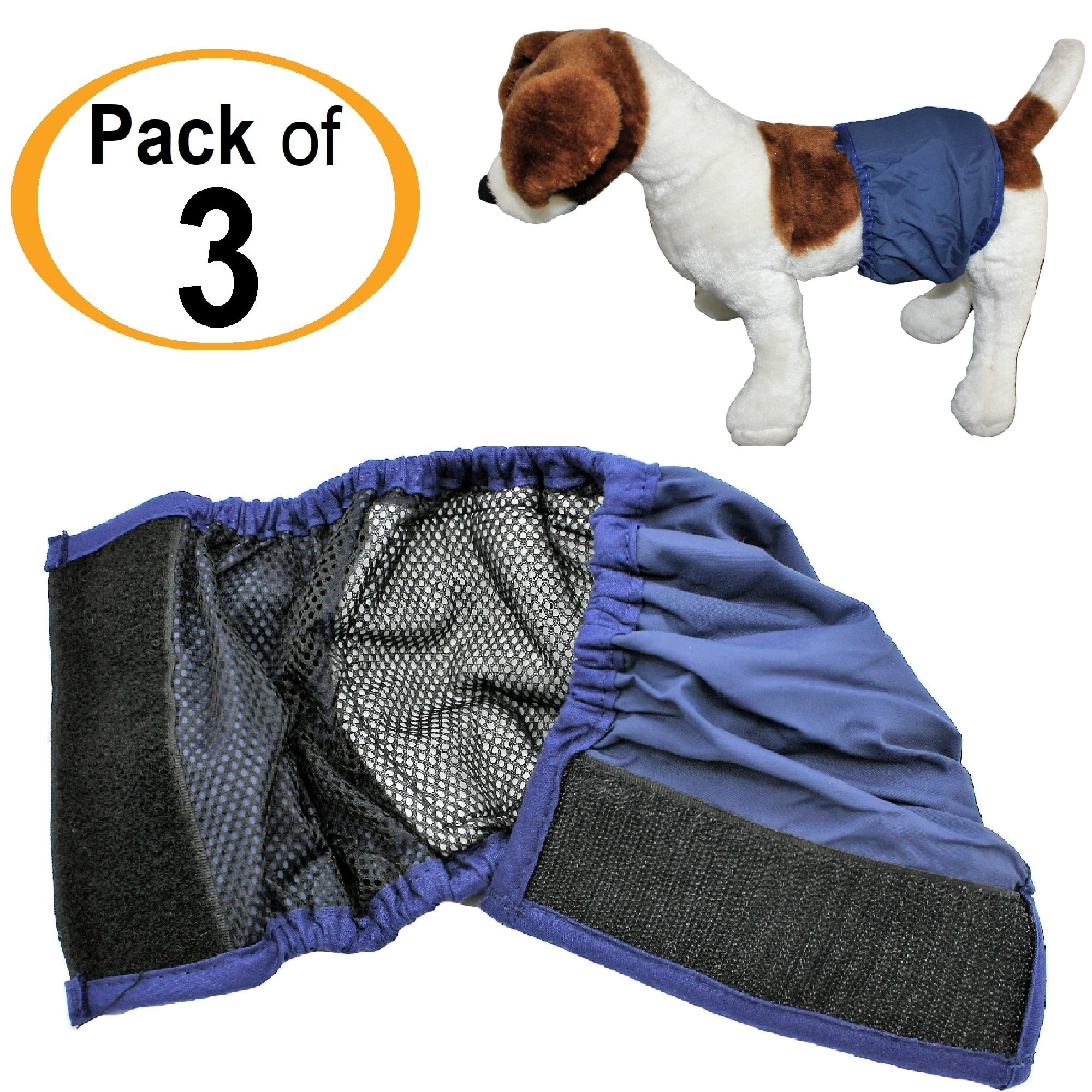 PACK - 3pcs WASHABLE Male Dog Diaper Belly Band Wrap Lined WITH ABSORBENT PAD Reusable Small Medium Large Breeds