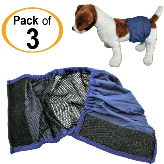 PACK - 3pcs WASHABLE Dog MALE Diaper Belly Band Lined WITH ABSORBENT PAD Reusable Small Medium Large Breeds sz Small (waist: 10" - 12")