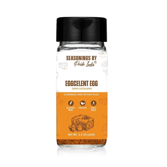 PACK of 6-Vegan Egg Seasoning 2.3 oz Convenient Dual Sifter Cap Savory Spicy Tangy Aromatic Flavour Plant Based Egg Alternative Ideal for Tofu Scramble Quinches Omelets by Pride of India