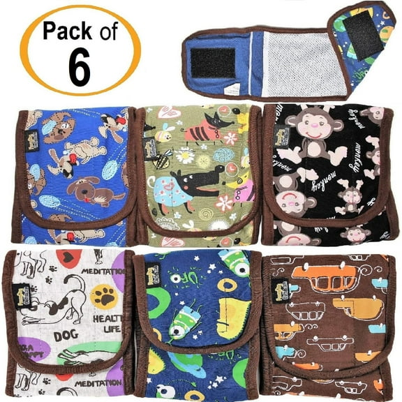 PACK - 6pcs WASHABLE Dog Diapers Male Boy BELLY BAND Wrap Reusable COTTON for SMALL Breeds