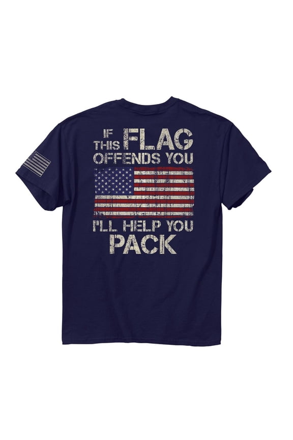 PACK IT 3X Cotton American Flag T-shirt Navy Adult Men's Short Sleeve T-shirt