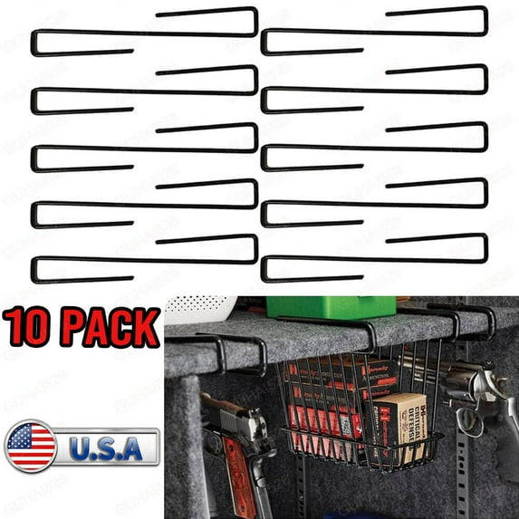 PACK OF 10 Handgun Pistol Hanger Rack Under Shelf Gun Safe Hangers Storage Rack