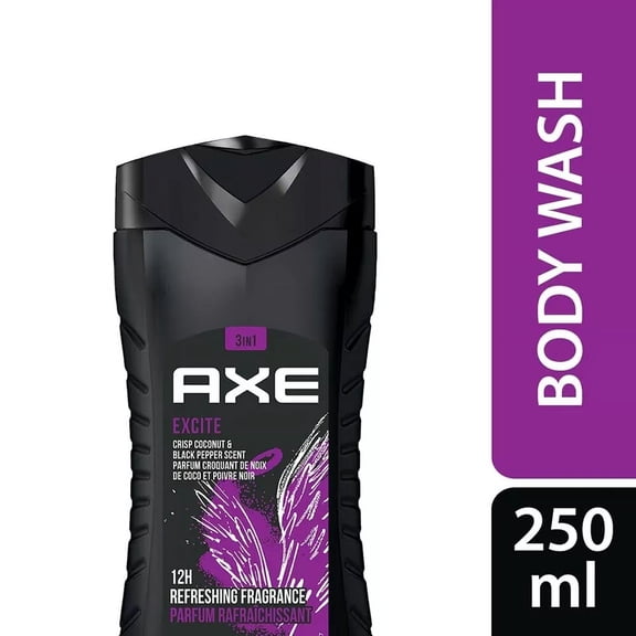 (PACK OF 12) AXE 3-in-1 Body Wash - Excite, Net.Wt 8.4 fl.oz , 250 ML (Body|Face|Hair Wash)