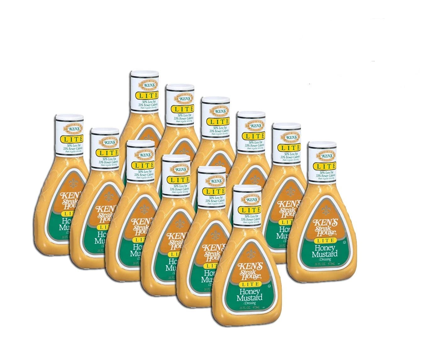 PACK OF 12 Ken's Steak House Lite Honey Mustard Dressing, 16 fl oz